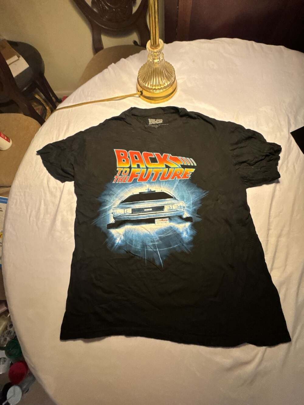 Back to The Future Clock Tower & Delorean Graphic T-Shirt Men's Medium Very Rare
